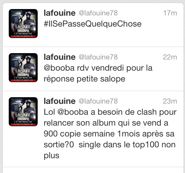 Booba relance son clash avec La Fouine